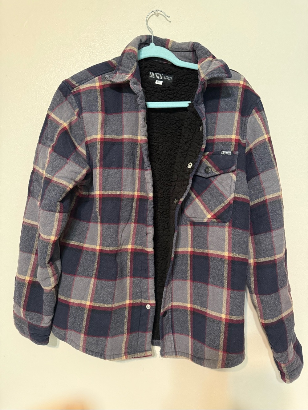 Calvin Klein Kids Navy Plaid Sherpa-Lined Jacket